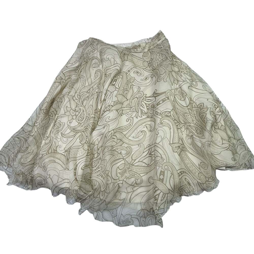 Barrie Pace 100% Silk Paisley Print Flared Midi Skirt Size 12